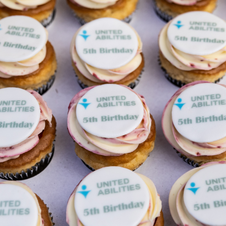 United Abilities branded cupcakes