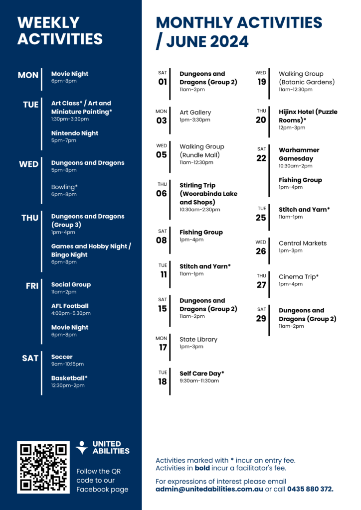 United Abilities • June 2024 Schedule